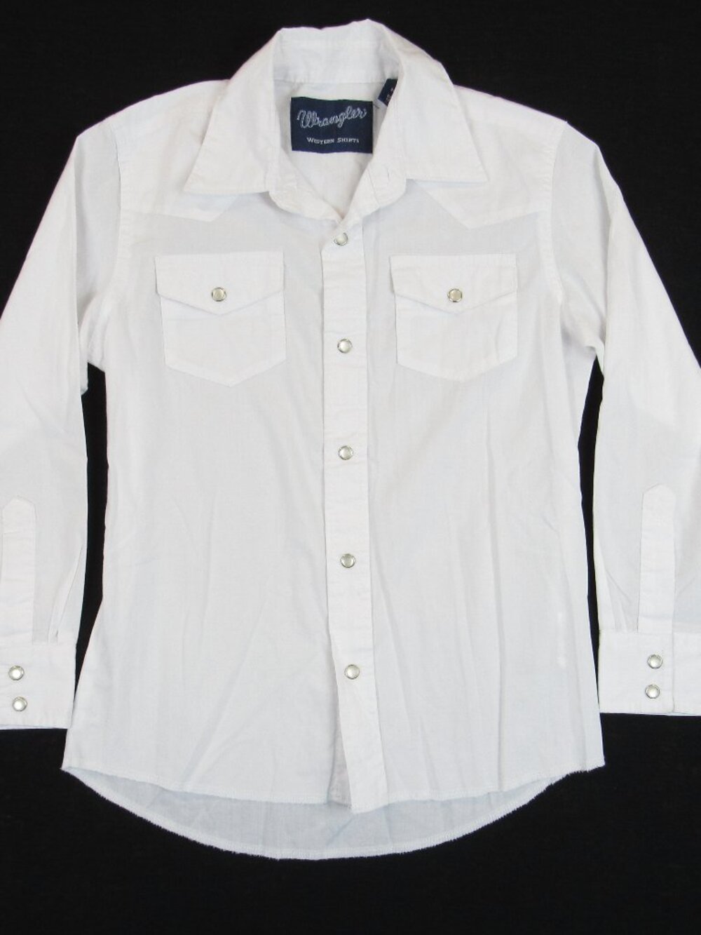 Wrangler Boys Western Shirt Size M 7-8 White Pearl Snap Long Sleeve Cowboy Rodeo